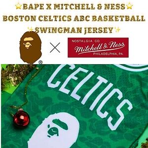 ✨BAPE x Mitchell & Ness✨ Boston Celtics ABC Basketball Swingman Jersey - NWT